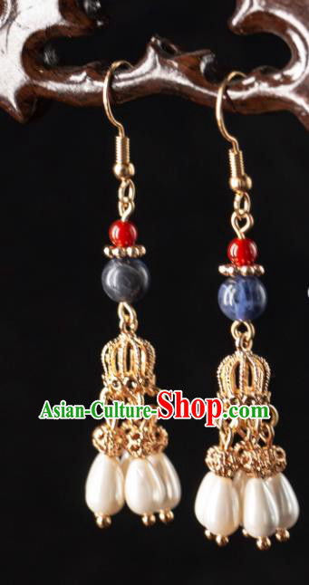 Handmade Hanfu Jewelries China Song Dynasty Empress Ear Accessories Ancient Bride Earrings