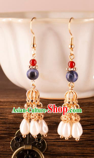 Handmade Hanfu Jewelries China Song Dynasty Empress Ear Accessories Ancient Bride Earrings