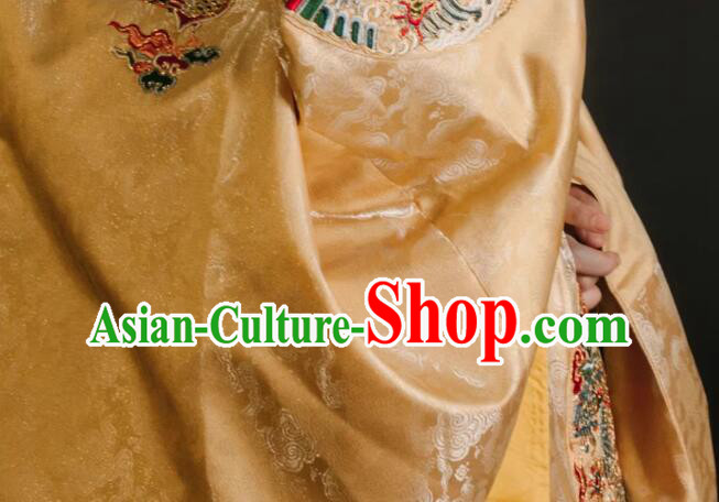 China Ancient Clothing Ming Dynasty Replicate Clothing Emperor Yellow Embroidered Robe