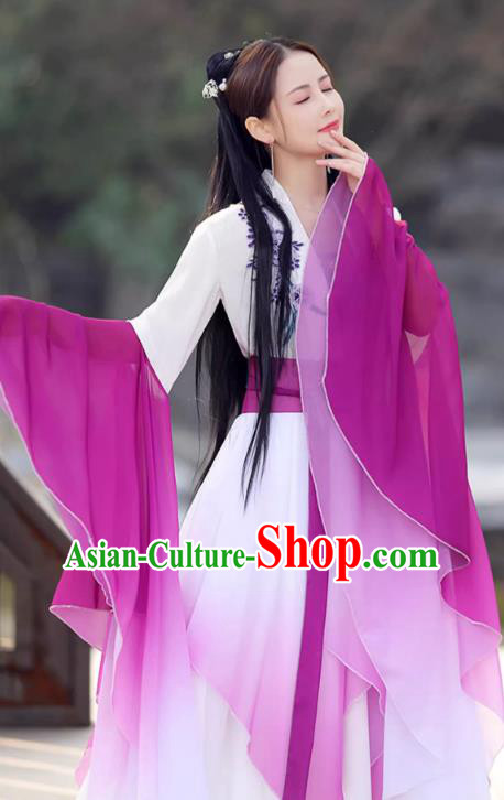 Purple Fairy Dress China Han Dynasty Princess Costume Ancient Hanfu Classical Dance Clothing