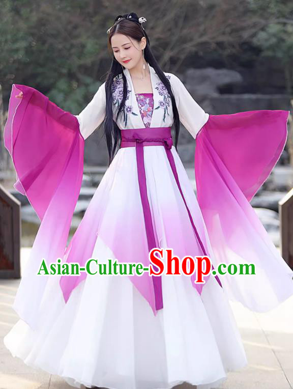 Purple Fairy Dress China Han Dynasty Princess Costume Ancient Hanfu Classical Dance Clothing