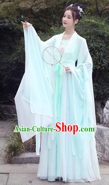 China Classical Dance Clothing Light Green Fairy Dress Song Dynasty Princess Costume Ancient Hanfu