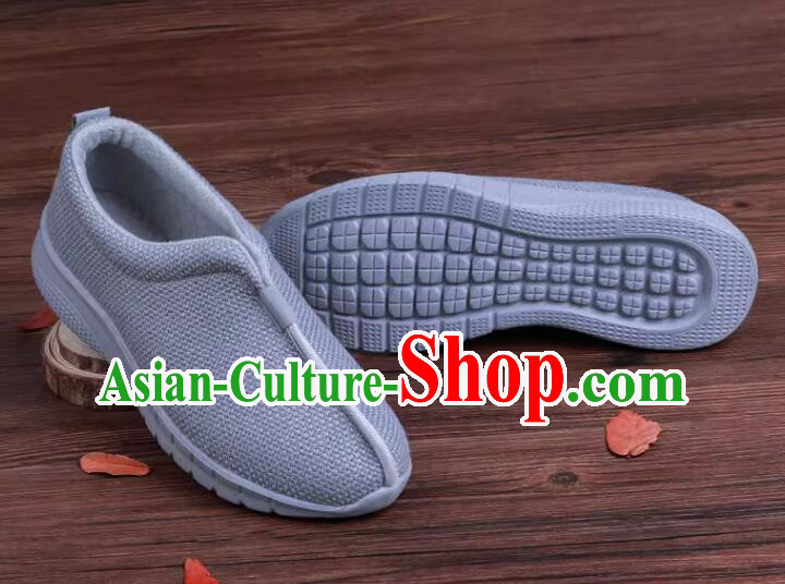 China Winter Monk Shoes Handmade Lay Buddhist Shoes Grey Insulating Shoes