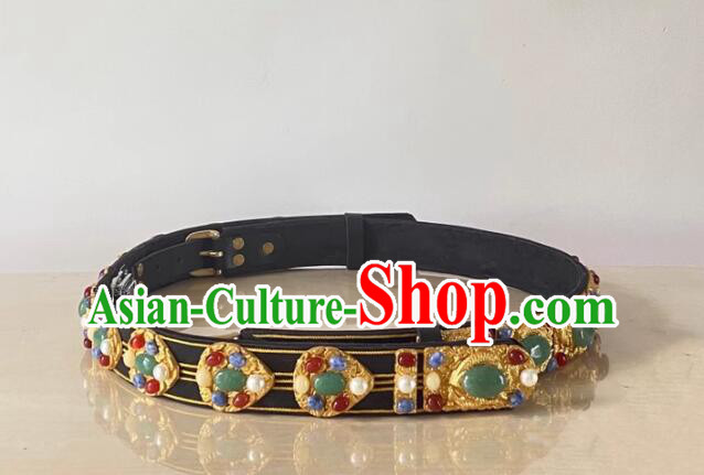 China Handmade Gems Belt Ming Dynasty Emperor Belt Ancient Royal Prince Waistband
