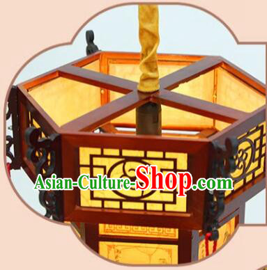 China Classical Landscape Painting Palace Lantern New Year Lantern Handmade Wood Lamp