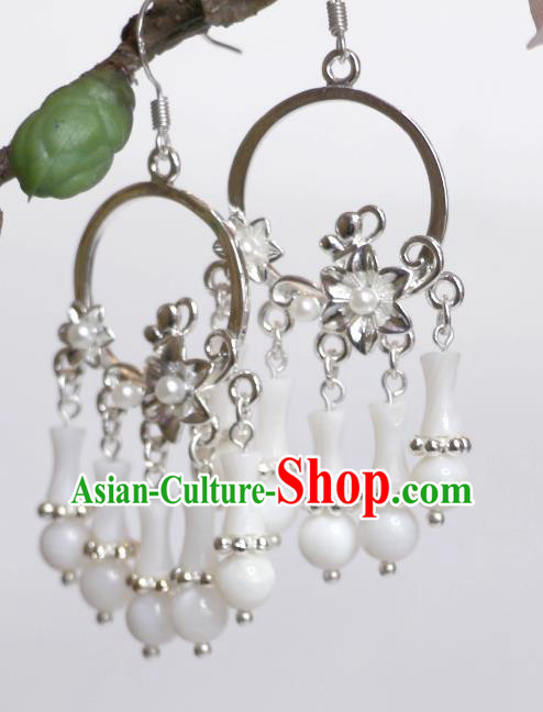 China Ancient Fairy Earrings Tang Dynasty Princess Eardrops Handmade Hanfu Ear Jewelries