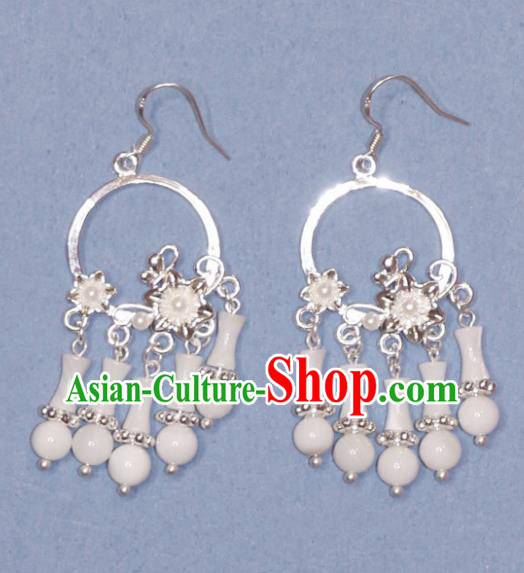China Ancient Fairy Earrings Tang Dynasty Princess Eardrops Handmade Hanfu Ear Jewelries