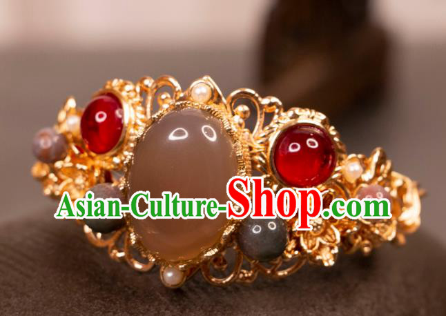 China Ancient Empress Bracelet Tang Dynasty Princess Gem Wristlet Handmade Hanfu Jewelry