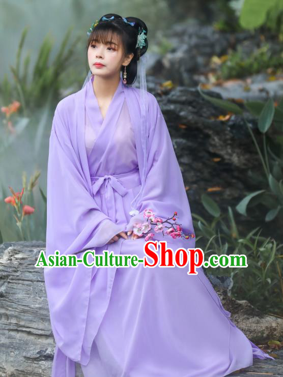Purple Dress China Ancient Fairy Costume Song Dynasty Young Lady Clothing Traditional Hanfu Complete Set