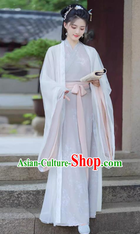 China Southern and Northern Dynasties Woman Costumes Traditional Hanfu Wide Sleeve Dress Ancient Fairy Clothing