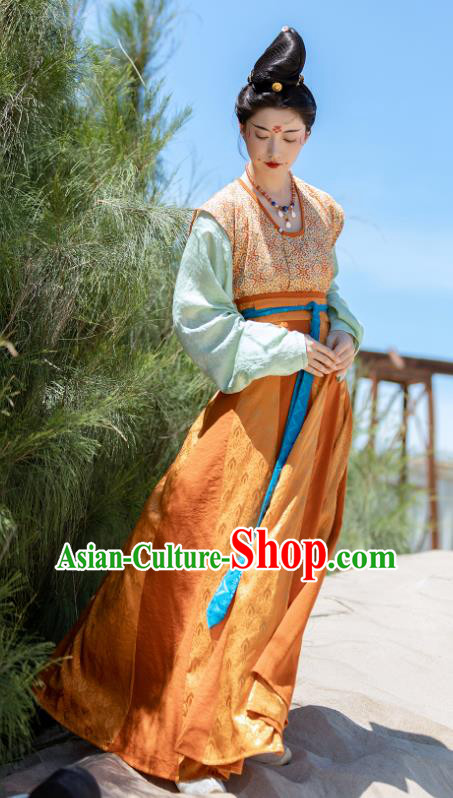 China Ancient Palace Lady Clothing Early Tang Dynasty Court Princess Costumes Traditional Hanfu Dresses
