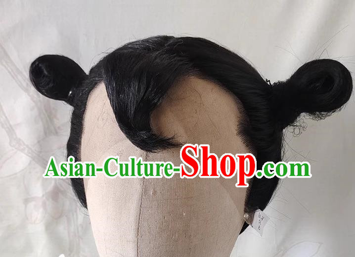 Wig Front Hand Hook Lace Anime Costume Reverse Three Point Men Style Nezha Double Buns