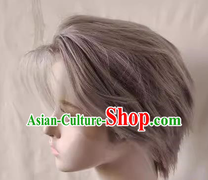 Ancient Costume Front Hook Lace Charlie Sue Men Silver Gray Style Short Hair