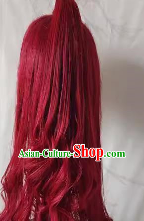 Front Lace Props Costumes For Men And Women Red Beauty Pointed Curly Hair With Hanfu Custom Long Hair Wig