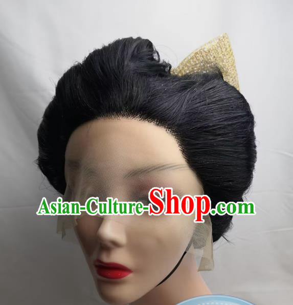 COS Japanese Geisha Lace Front COSPLAY Wig Black Updo