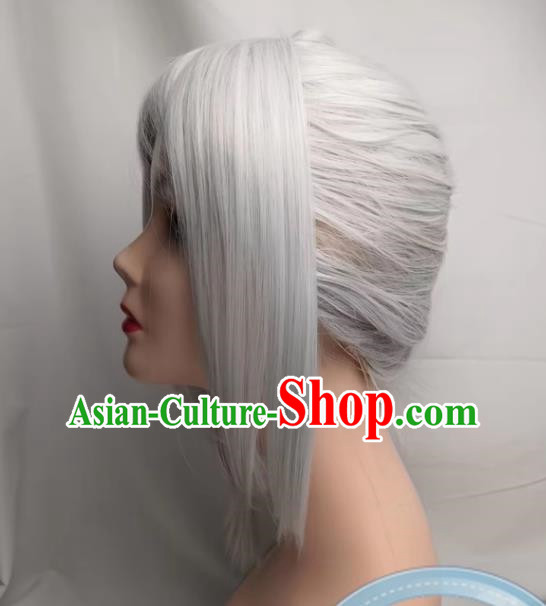 Wig COSPLAY Silver Partial Ponytail Fire Emblem Edelgard Anime Fake Hair