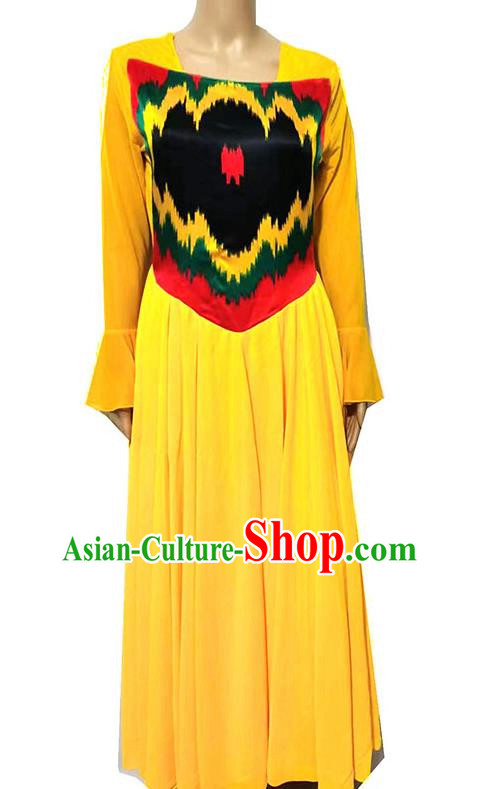 Yellow Chinese Xinjiang Uyghur costume inlaid Adelaide swing dress