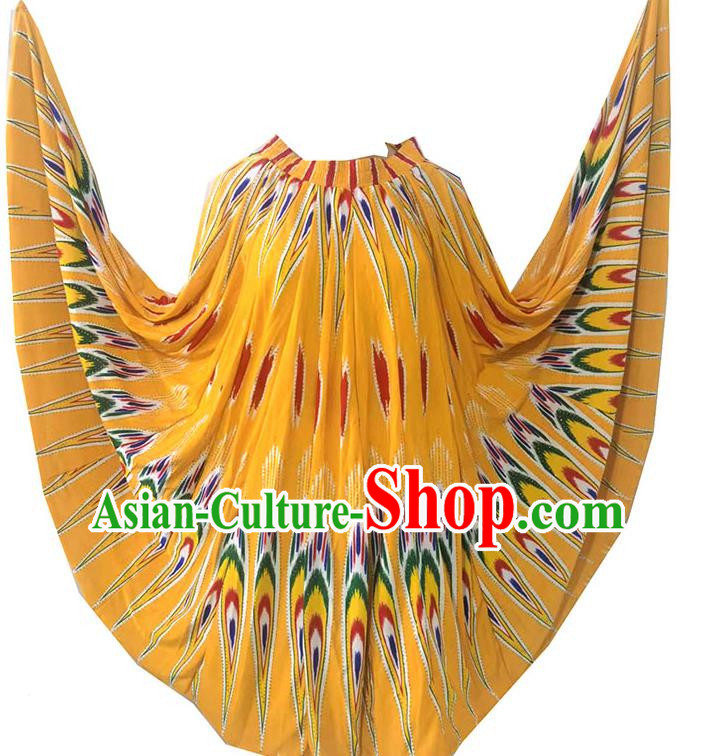 Yellow China Xinjiang dance costume Uyghur Adelaide large swing skirt