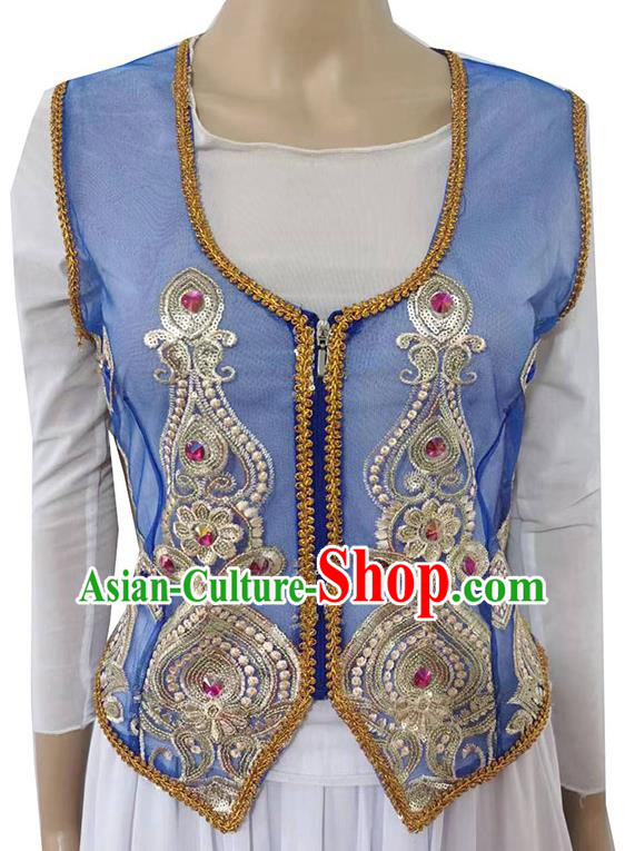 Sapphire China Xinjiang Dance Sari See-through Heavy Industry Inlaid Gemstone New Short Vest