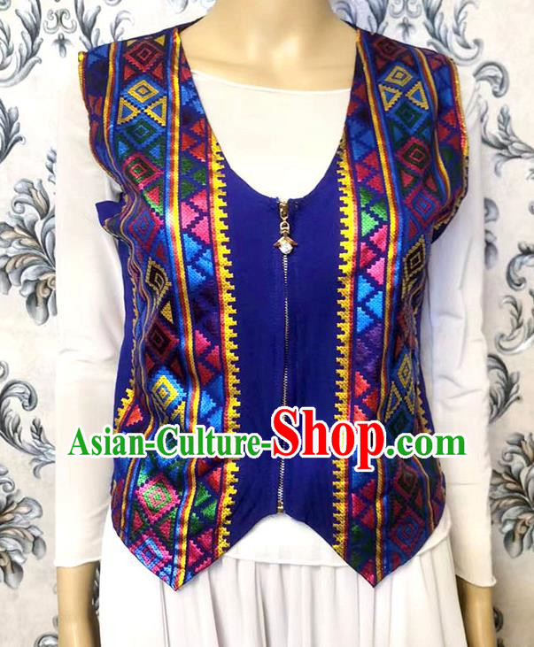 Sapphire blue Chinese Xinjiang dance ethnic style vest