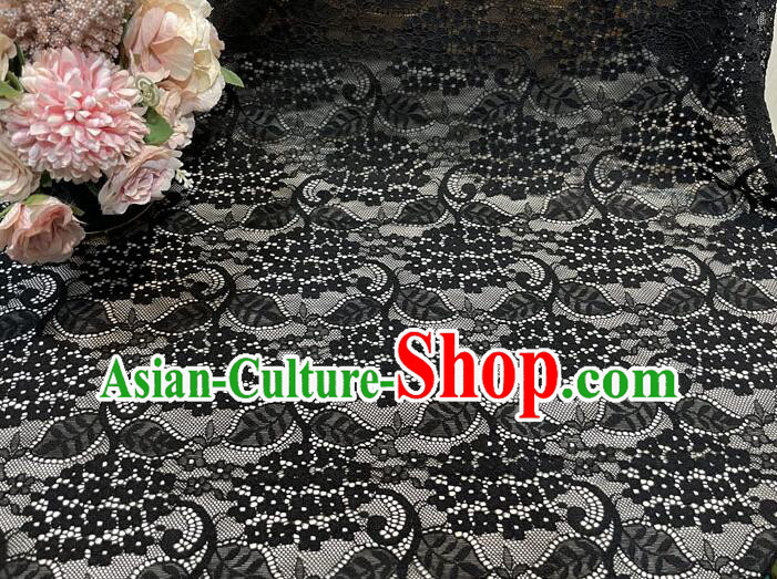 Top Dress Lace Fabric Hollowed Out Hydrangea Pattern Black Lace Material Costume Cloth