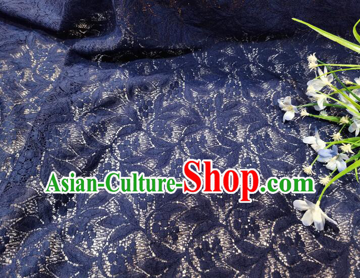Top Hollowed Out Hawthorn Pattern Dark Blue Lace Material Costume Cloth Dress Lace Fabric