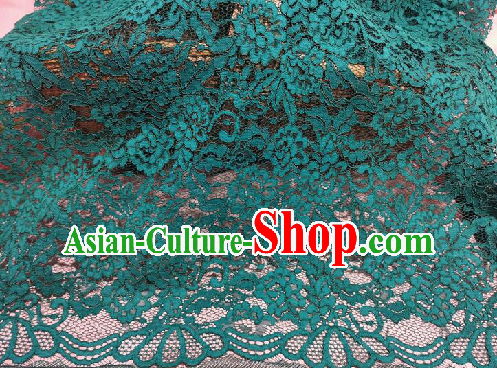 Top Dress Lace Fabric Hollowed Out Peony Pattern Green Lace Material Costume Cloth