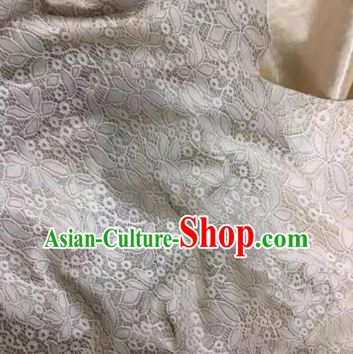 Top Costume Stretch Cloth Dress Beige Lace Fabric Hollowed Out Flower Pattern Lace Material