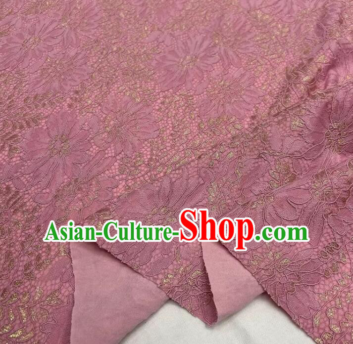 Top Composite Cloth Cheongsam Pink Lace Fabric Hollowed Out Daisy Pattern Lace Material