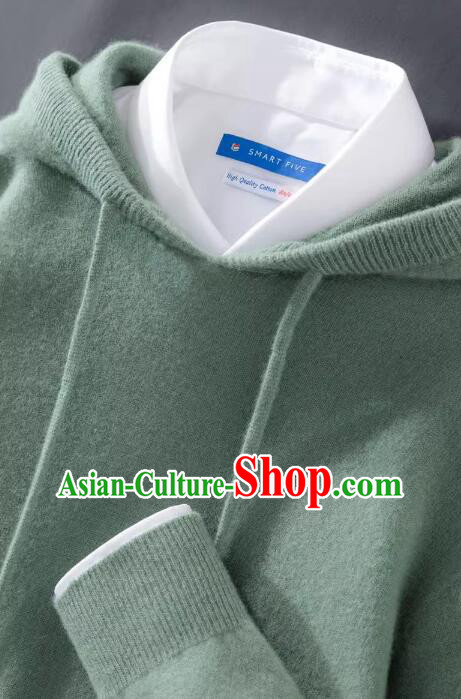 Green Hoodie Jacket Top Grade Sweater Men Winter Woolen Knitted Sweater