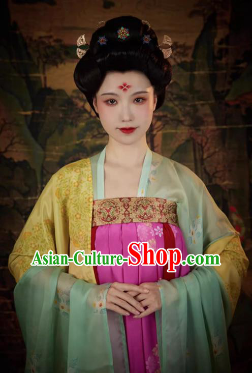 China Ancient Imperial Consort Replica Costumes Traditional Hanfu Mulberry Silk Dresses Tang Dynasty Noble Woman Shangguan Wan Er Clothing