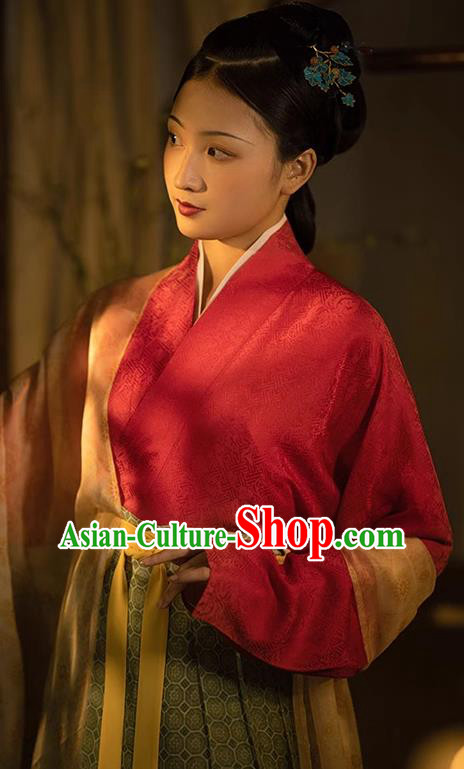 China Ancient Court Woman Replica Costumes Traditional Hanfu Mulberry Silk Dresses Song Dynasty Young Lady Clothing