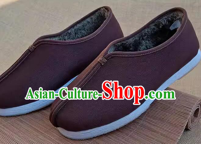 China Old Beijing Cloth Shoes Handmade Brown Winter Shoes