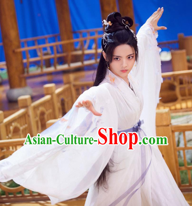 Ancient Chinese Goddess White Dress Clothing Xian Xia Drama Chong Zi Costumes