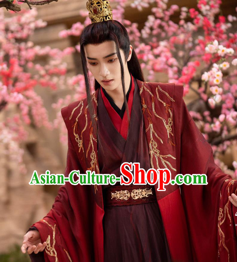Ancient Chinese Swordsman Red Clothing Xian Xia Drama Chong Zi Demon King Wan Jie Wedding Costumes