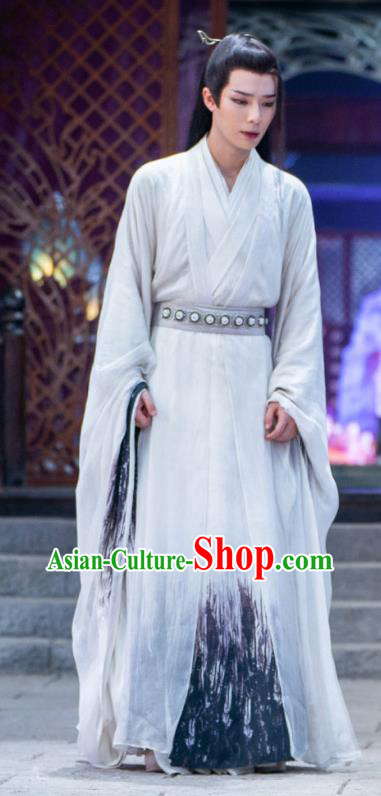 China Ancient Warrior White Outfit TV Series Chong Zi Demon Master Mu Yu Clothing