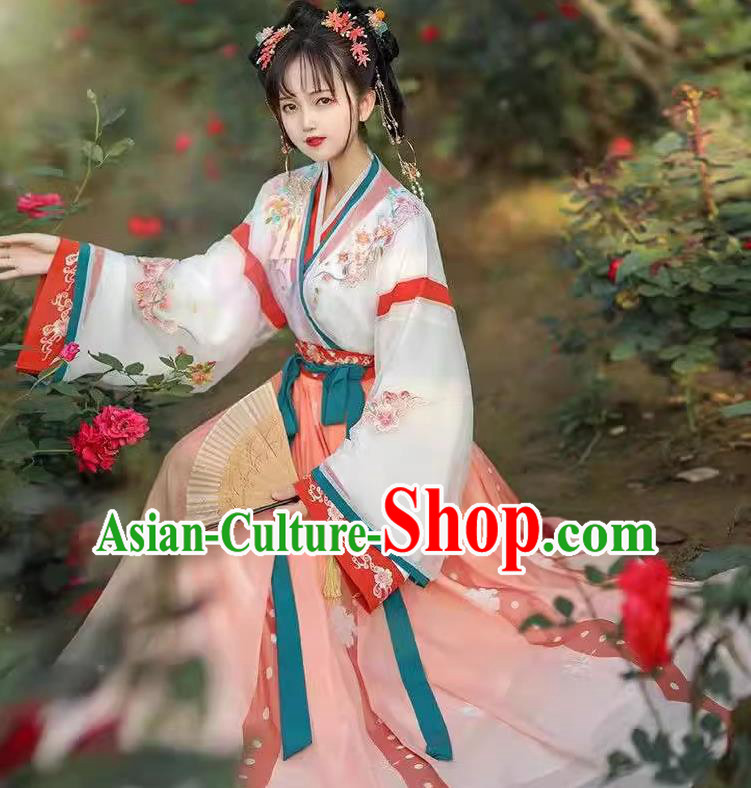 Chinese Hanfu Dress Ancient Court Princess Clothing Jin Dynasty Young Lady Costumes
