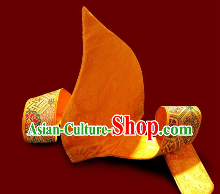 Traditional Tibetan Monk Hat Tsongkhapa Guru Yellow Headwear