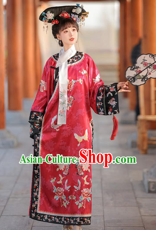 Chinese Ancient Empress Costume Qing Dynasty Princess Clothing Court Style Red Dress