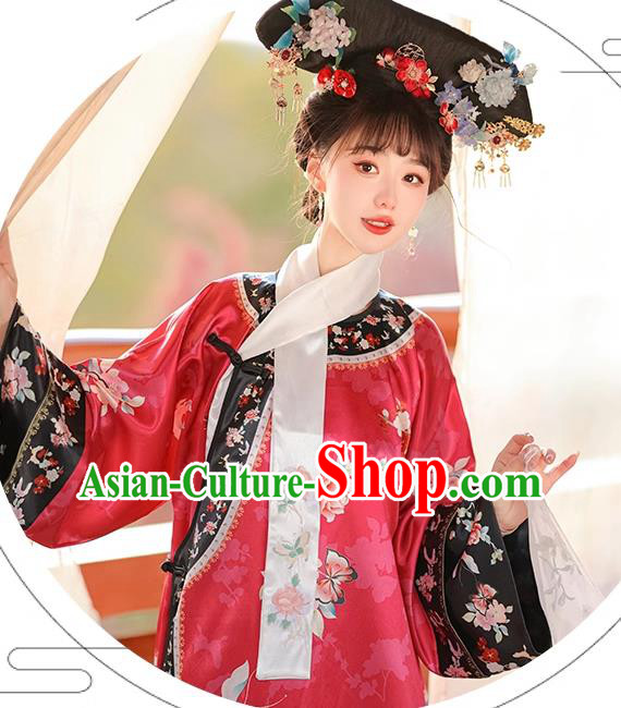 Chinese Ancient Empress Costume Qing Dynasty Princess Clothing Court Style Red Dress