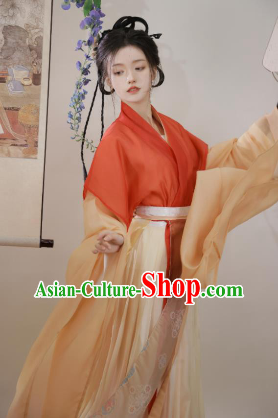Chinese Flying Goddess Clothing Jin Dynasty Princess Garment Costumes Ancient Young Lady Hanfu Dresses