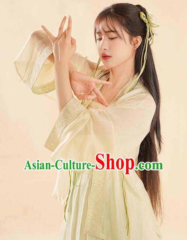 Chinese Ancient Country Lady Clothing Song Dynasty Swordswoman Costumes Traditional Green Hanfu Dresses
