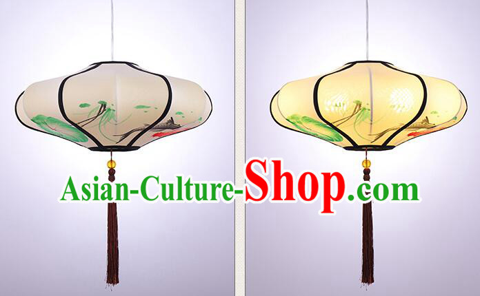 Hand Painting Lotus Koi Lantern Traditional Hanging Lanern Chinese Palace Lantern