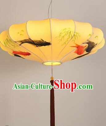 Traditional Hanging Lanern Chinese Palace Lantern Hand Painting Bamboo Fish Ceiling Lanterns