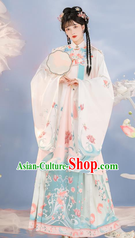 Chinese Traditional Hanfu Long Blouse and Skirt Ming Dynasty Young Lady Clothing Ancient Princess Dresses