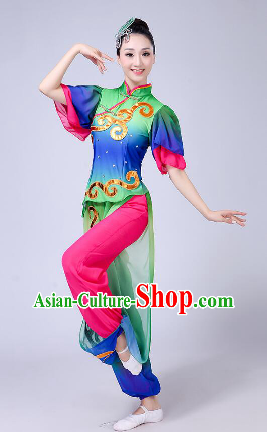 Chinese Folk Dance Outfit Fan Dance Costumes Yangko Dance Clothing Women Group Dance Fashion