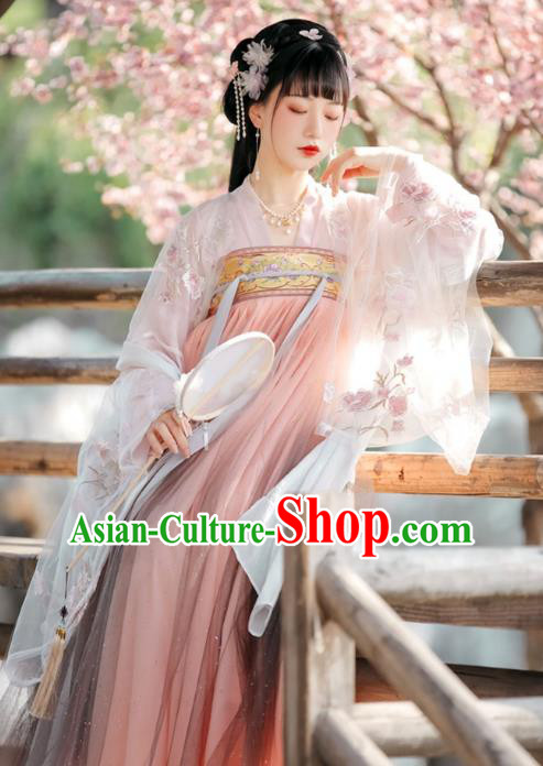 Chinese Traditional Hanfu Ruqun Pink Dresses Ancient Noble Woman Clothing Tang Dynasty Court Princess Costumes