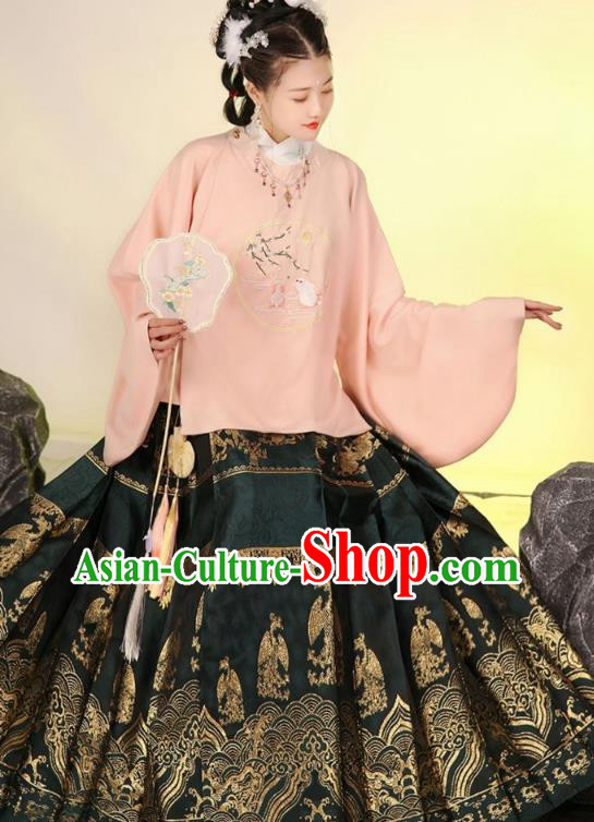 Chinese Female Hanfu Traditional Ma Mian Skirt Ming Dynasty Costumes Ancient Noble Lady Clothing Complete Set.