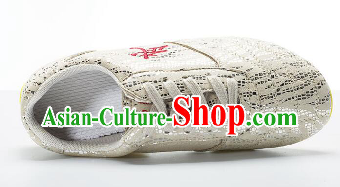 Chinese Martial Arts Shoes Wushu Competition Silvery White Shoes Professional Kung Fu Shoes