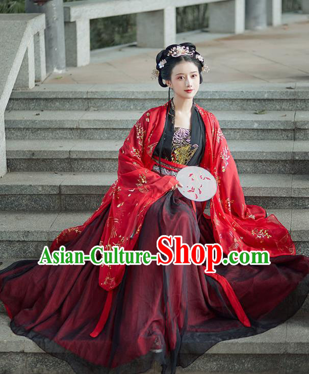 Chinese Tang Dynasty Young Woman Clothing Wedding Hanfu Dresses Ancient Palace Princess Garment Costumes